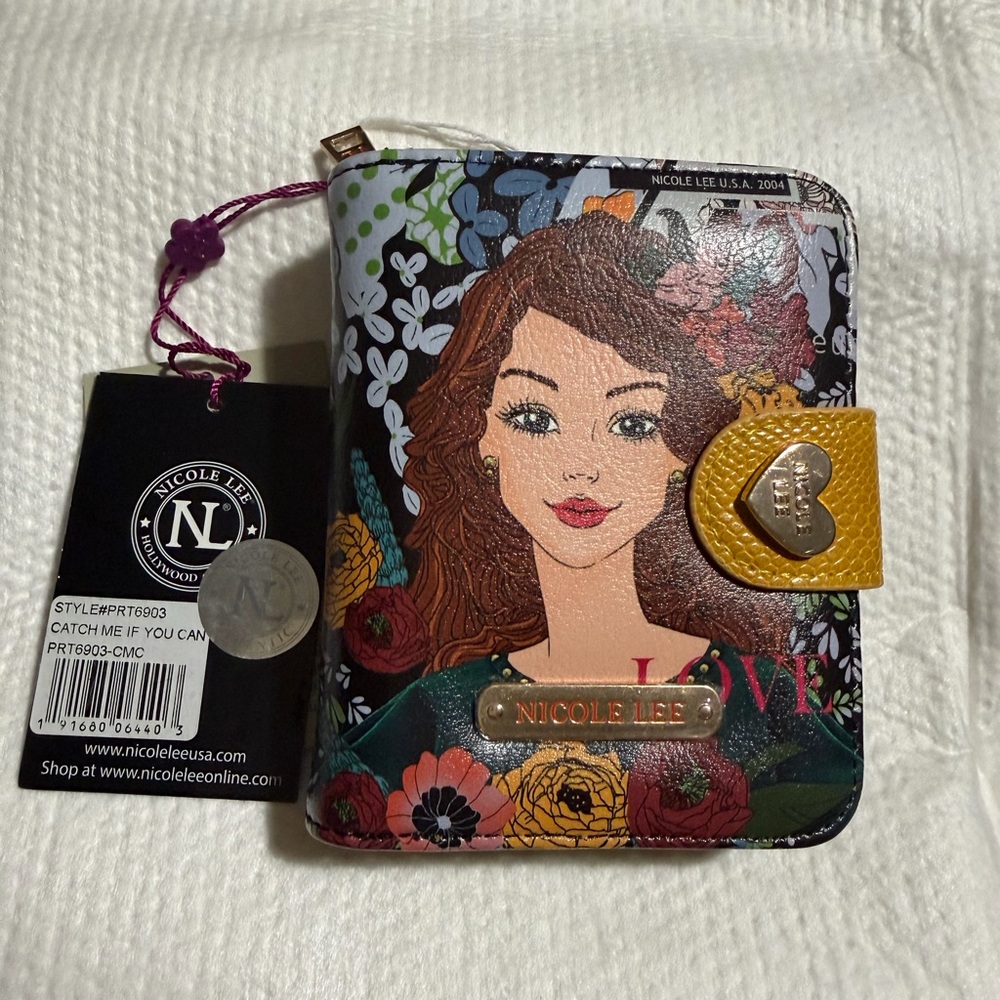 Nicole Lee Artistic Floral Wallet with Yellow Accent